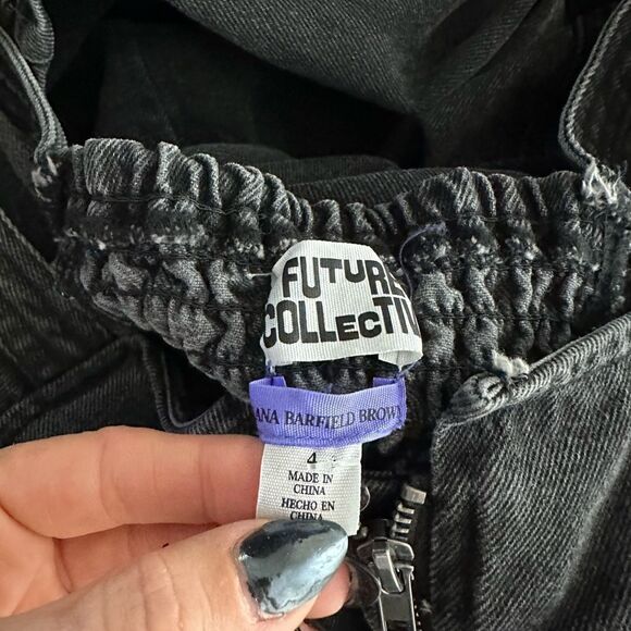 Future Collective Kahlana Barfield Black Denim Dress Size 4 - Picture 5 of 6